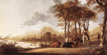  River Canvas - River Landscape countryside scenery painter Aelbert Cuyp